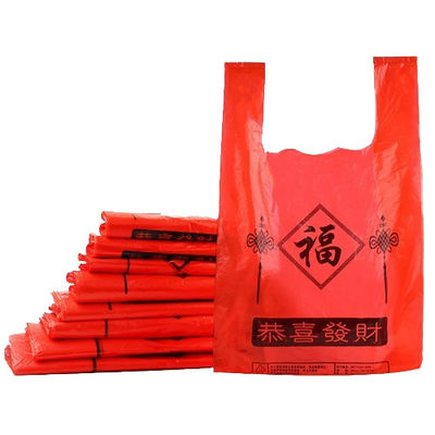 Middelgrote herbruikbare plastic vest draagtassen HDPE LDPE gekleurde T-shirttassen
