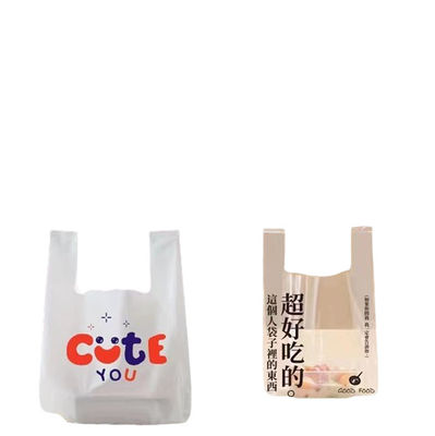 Virgin PE Printed Plastic Vests Carrier Bags Custom Size Voor het winkelen